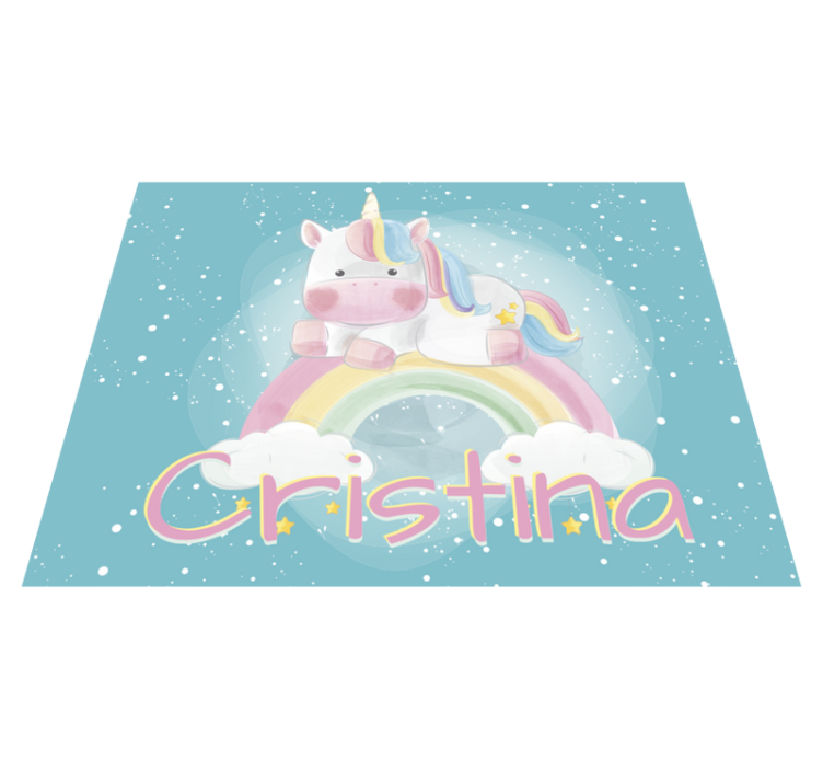 Tapis prénom avec licorne arc-en-ciel - TenStickers
