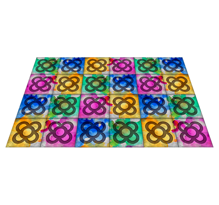 Tapis vinyle rétro carrelage panot coloré - TenStickers