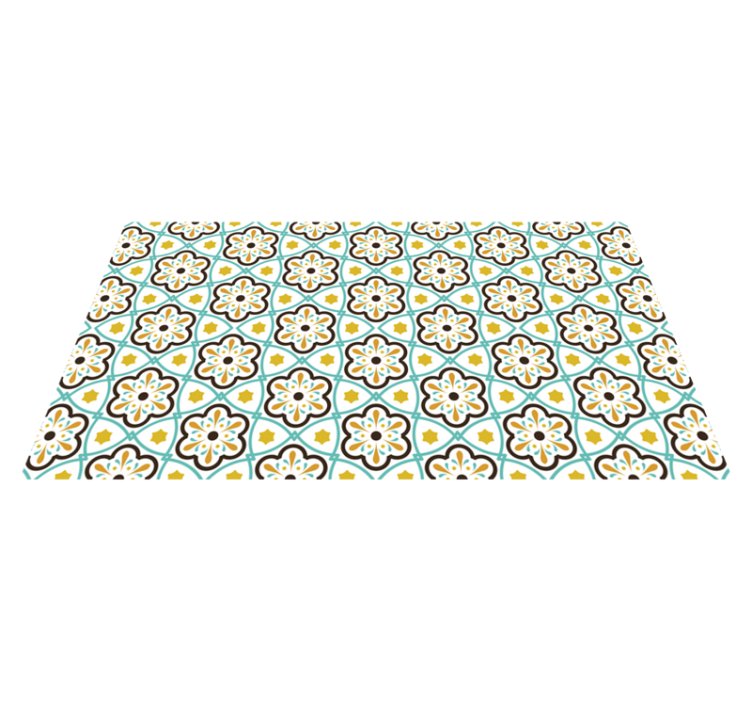 Tapis vinyle cuisine carreaux de ciment motif fleurs - TenStickers