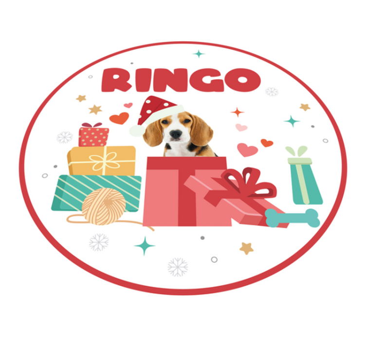 Tapis vinyle rond noël chien avec nom personnalisé - TenStickers