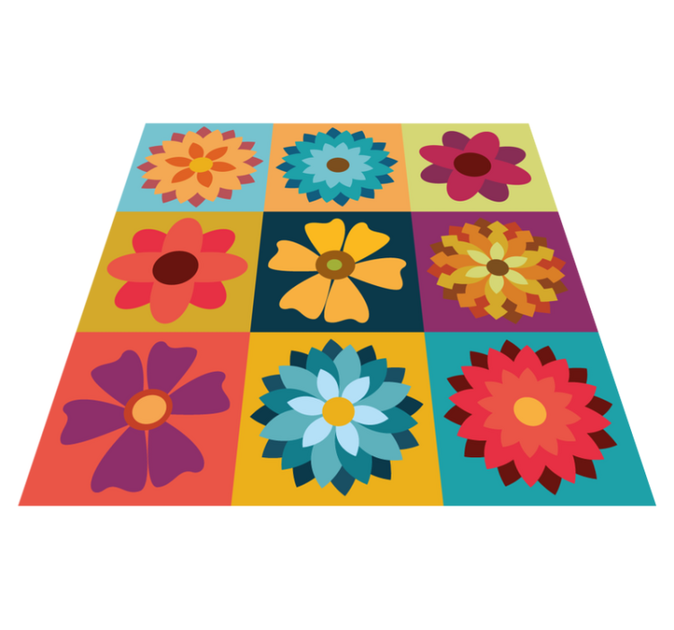 Tapis vinyle carreaux de ciment fleurs hippies - TenStickers