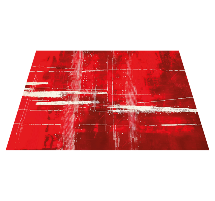 Tapis vinyle rouge motif de lignes modernes - TenStickers