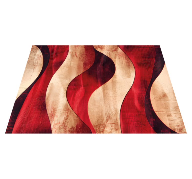 Tapis vinyle rouge modèle de vagues modernes - TenStickers