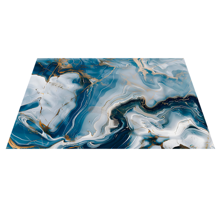 Tapis vinyle marbre couleurs bleu marine et blanc - TenStickers