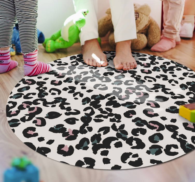 tapis vinyle chambre Tapis vinylee rond blanc léopard - TenStickers