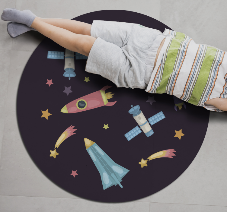 Tapis vinyle pour enfants exploration de vaisseaux spatiaux - TenStickers