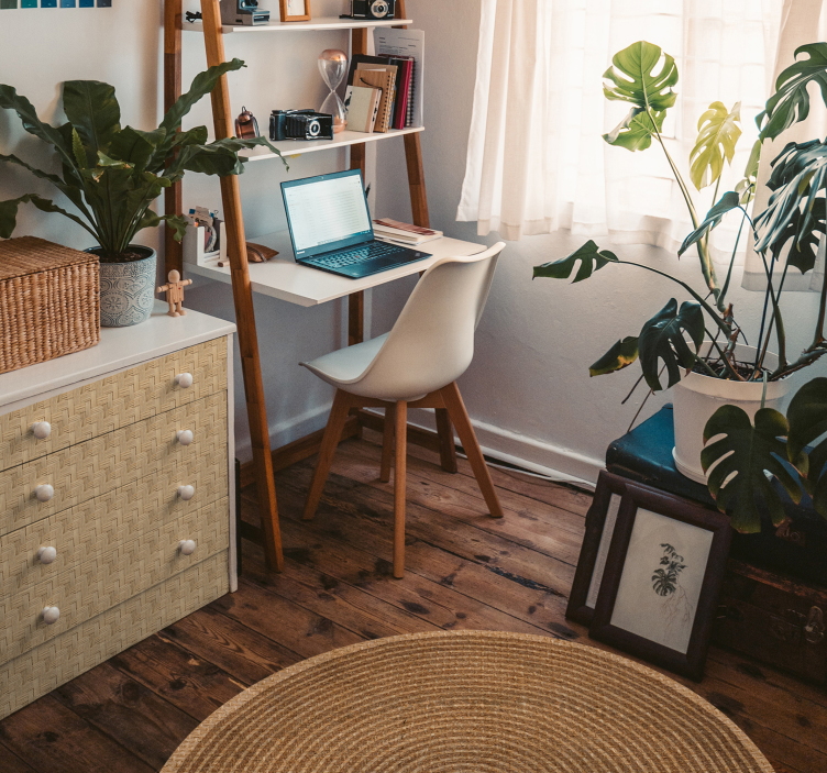 tapis vinyle rond Texture de coton rond tissé - TenStickers