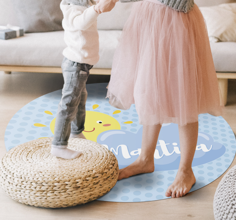 Tapis vinyle autres tapis soleil et nuage avec nom - TenStickers