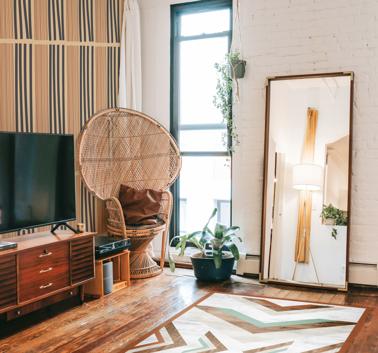 Tapis vinyle chambre texture en bois à chevrons - TenStickers