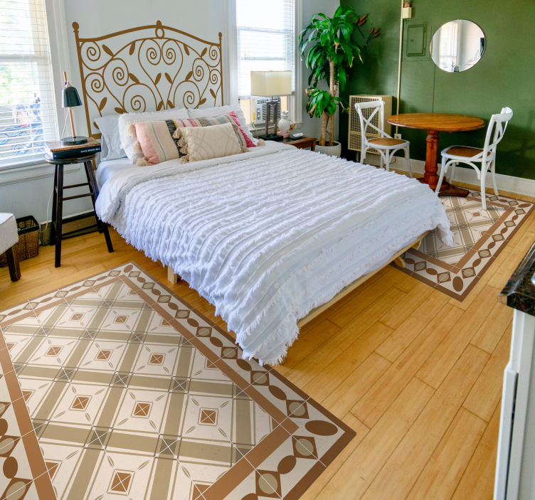 Tapis vinyle carreaux de ciment motif inspiré du carrelage - TenStickers