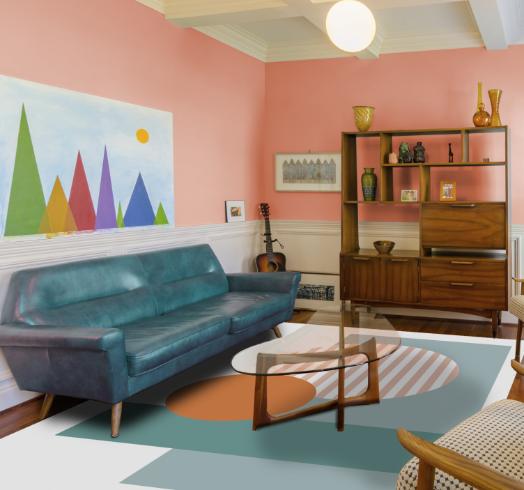 Tapis vinyle design moderne cercles géométriques ensoleillés - TenStickers