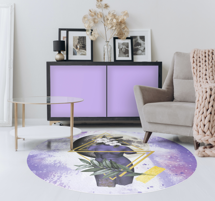 Tapis vinyle collage digital couleur lavande - TenStickers