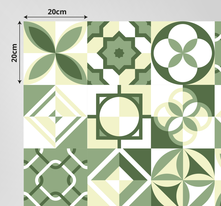 Tapis vinyle carreaux de ciment carrelage vert - TenStickers