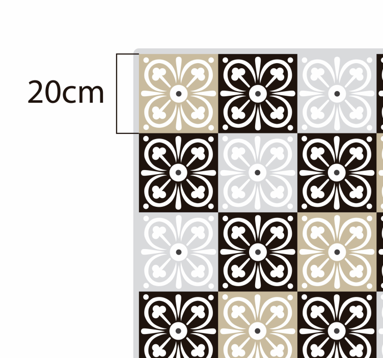 Tapis vinyle Carreaux noir blanc et beige - TenStickers
