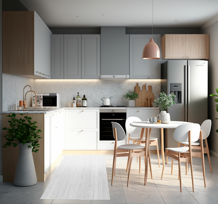 Tapis vinyle cuisine bois blanc - TenStickers