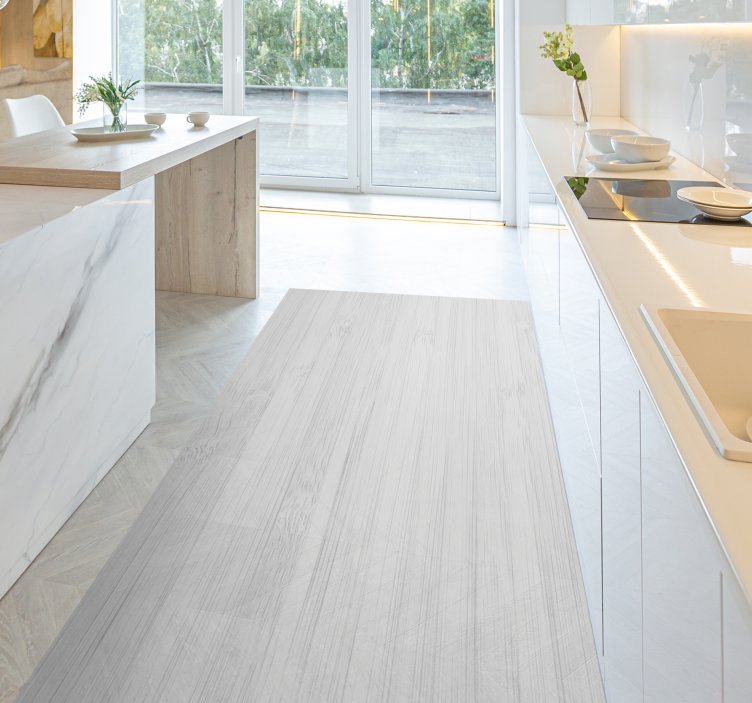 Tapis vinyle cuisine bois blanc - TenStickers
