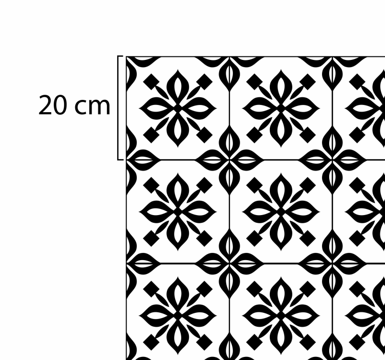 Tapis vinyle carreaux de ciment mandala noir et blanc - TenStickers