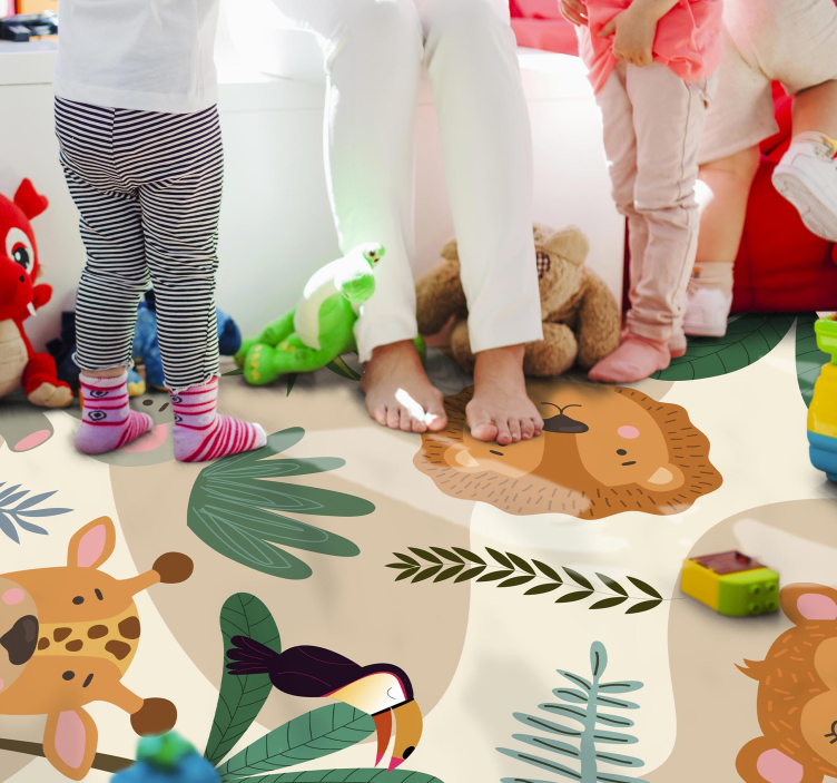 Tapis vinyle enfant dessins animaux de la jungle - TenStickers