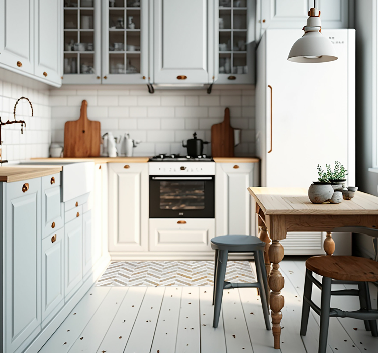 Tapis vinyle cuisine motifs marbre blanc - TenStickers