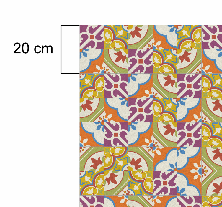 Tapis vinyle rétro carrelage hydraulique coloré - TenStickers