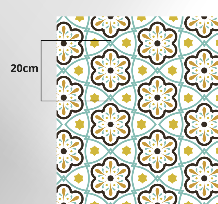Tapis vinyle cuisine carreaux de ciment motif fleurs - TenStickers