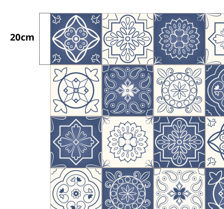 Tapis lino cuisine carreaux bleus vintage - TenStickers