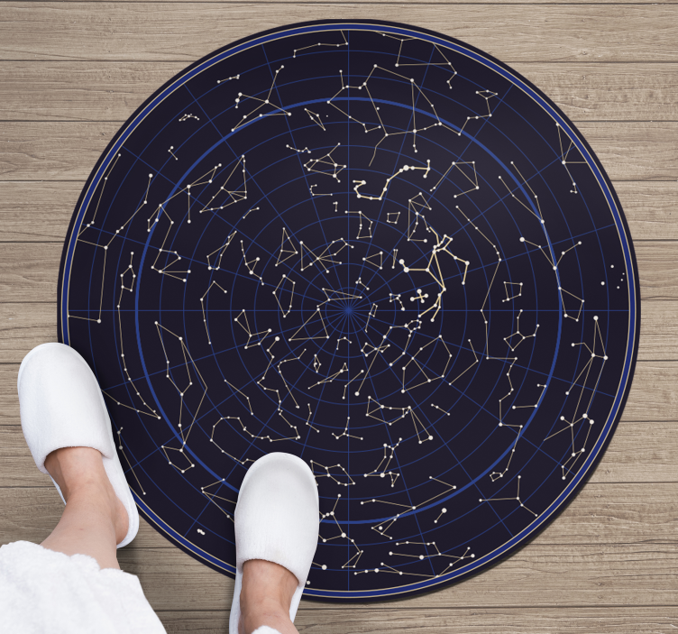 Tapis vinyle carte du monde constellation circulaire - TenStickers