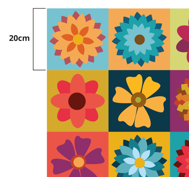 Tapis vinyle carreaux de ciment fleurs hippies - TenStickers