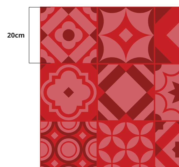 Tapis cuisine carreaux de ciment rouges - TenStickers