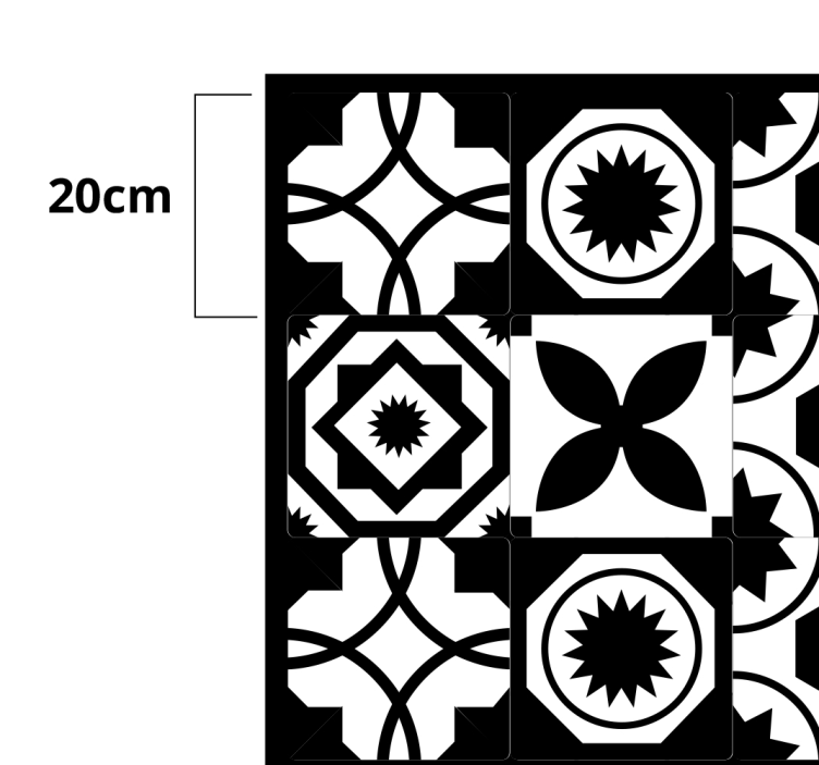 Tapis vinyle carreaux de ciment noir et blanc - TenStickers
