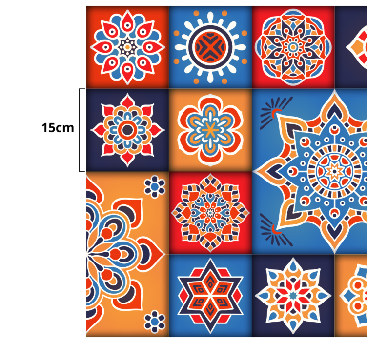 Tapis cuisine carreaux floraux colorés - TenStickers