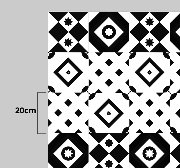 Tapis vinyle cuisine patchwork noir et blanc - TenStickers