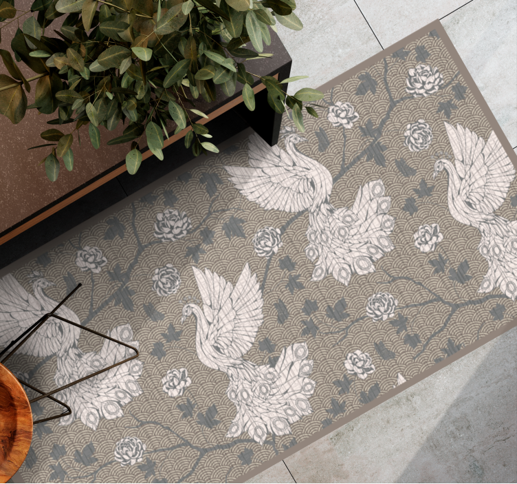 Tapis vinyle animal scène de jardin de grue - TenStickers