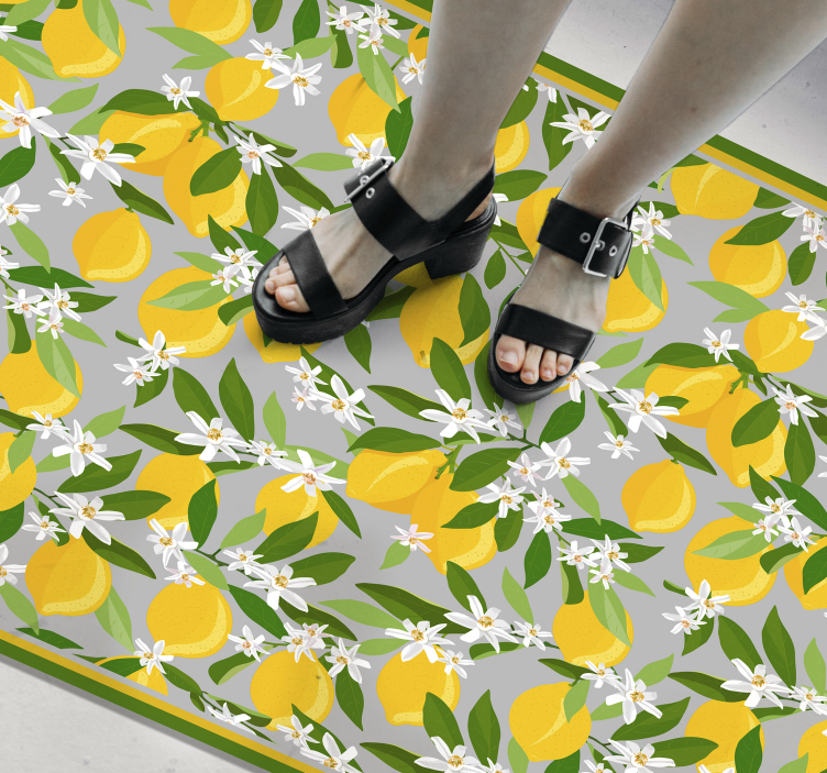 tapis vinyle cuisine Cadre de citronnier - TenStickers