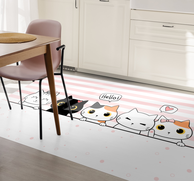 tapis vinyle cuisine Emblèmes de chats mignons - TenStickers