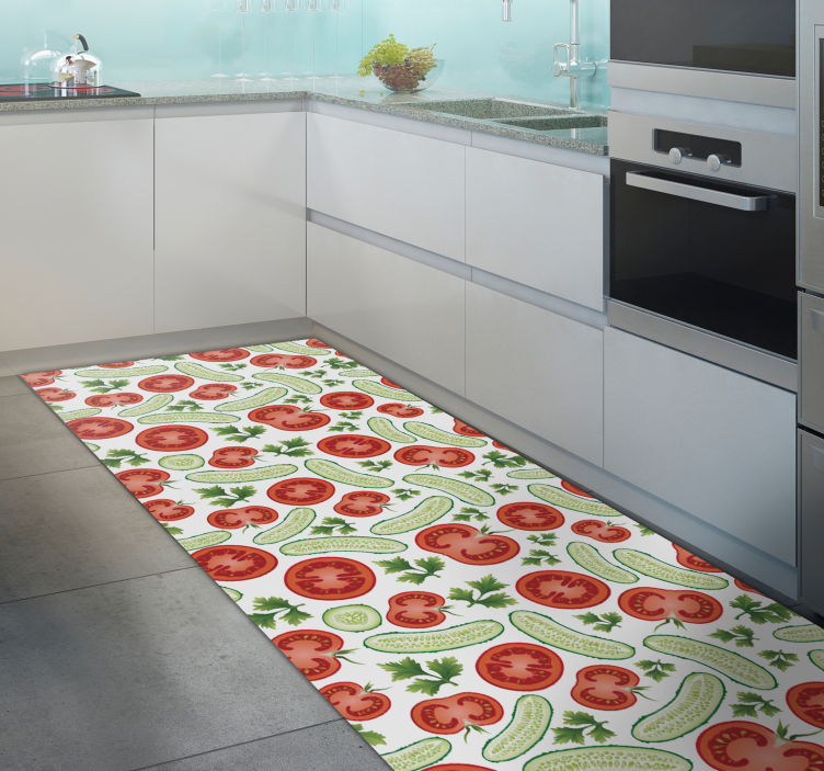 Tapis vinyle cuisine légumes verts et rouges - TenStickers