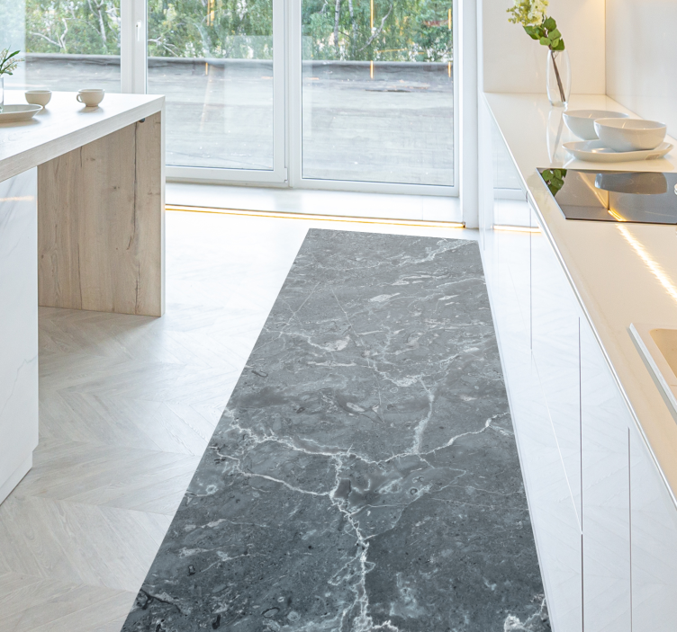 Tapis vinyle cuisine marbre gris - TenStickers