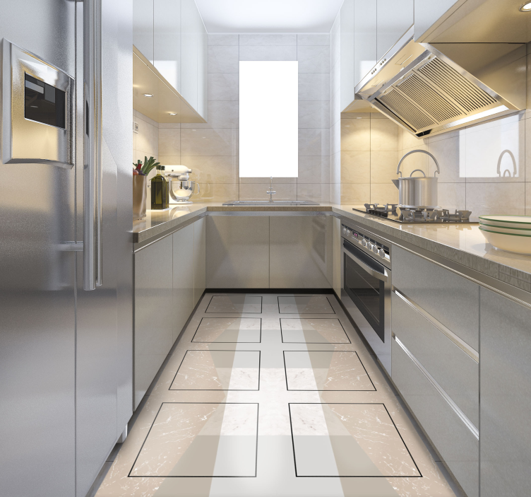 Tapis lino cuisine carrés de marbre - TenStickers