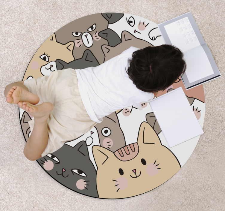 Tapis vinyle merveilleux chats ronds pour enfants - TenStickers