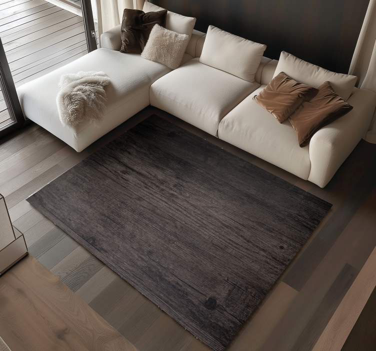 Tapis vinyle salon effet bois noir - TenStickers