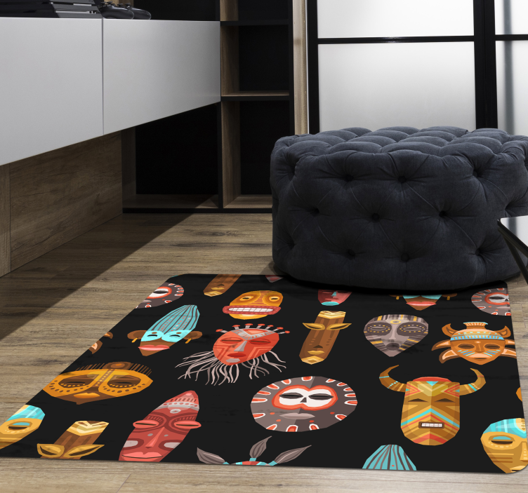 Tapis vinyle ethnique masques tribaux - TenStickers