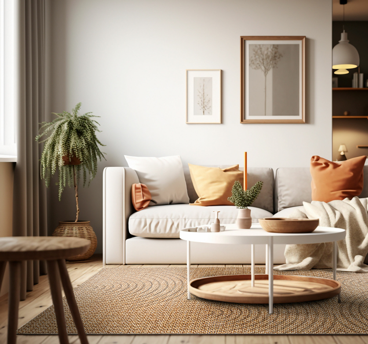 Tapis vinyle salon arcs effet tissé - TenStickers