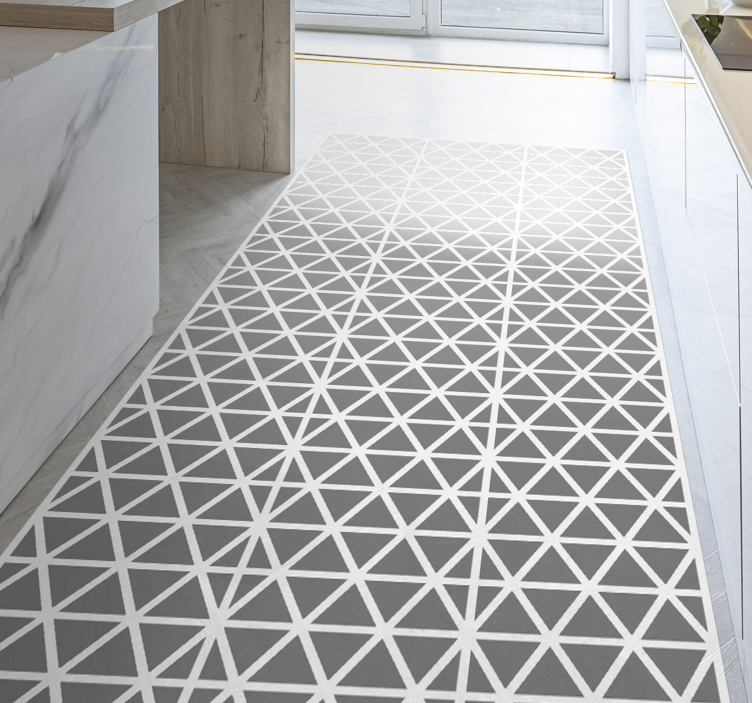 Tapis lino cuisine triangle gris et blanc - TenStickers