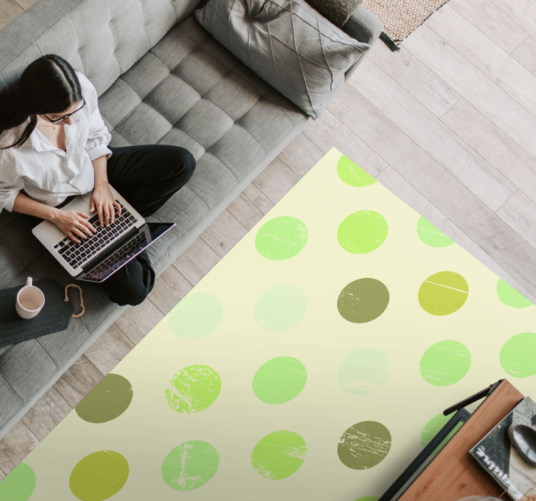 Tapis vinyle geometrique Vert à pois - TenStickers