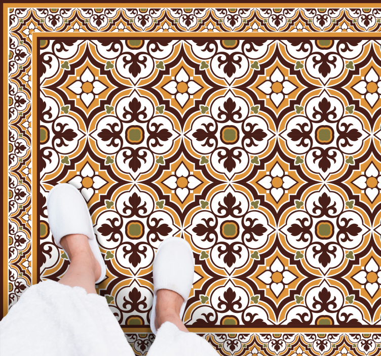 Tapis vinyle carreaux de ciment agencement mosaïque élaboré - TenStickers