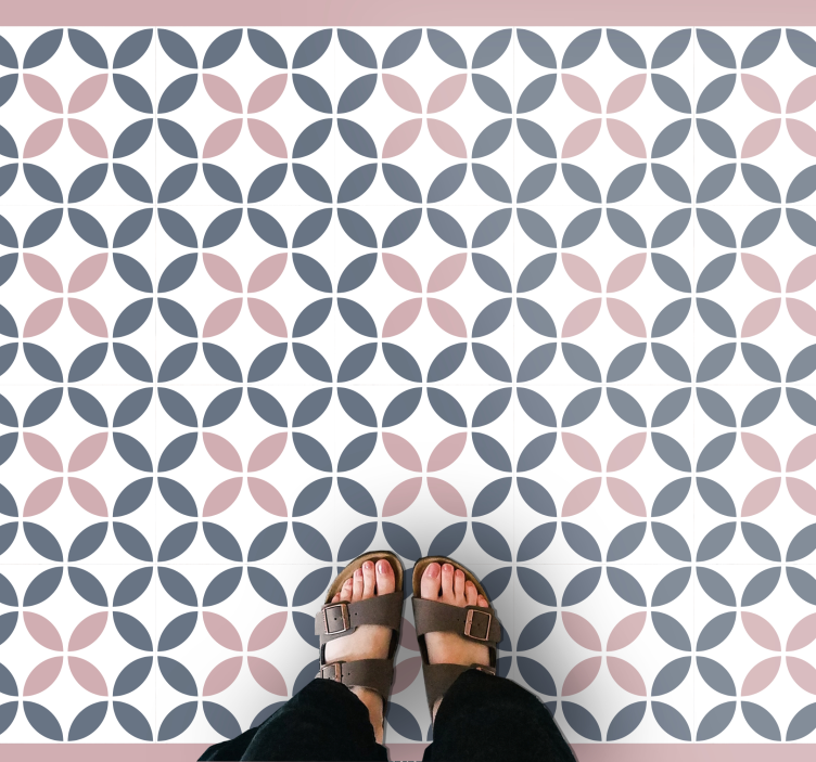 Tapis mosaique vinyle design rond beige et gris - TenStickers