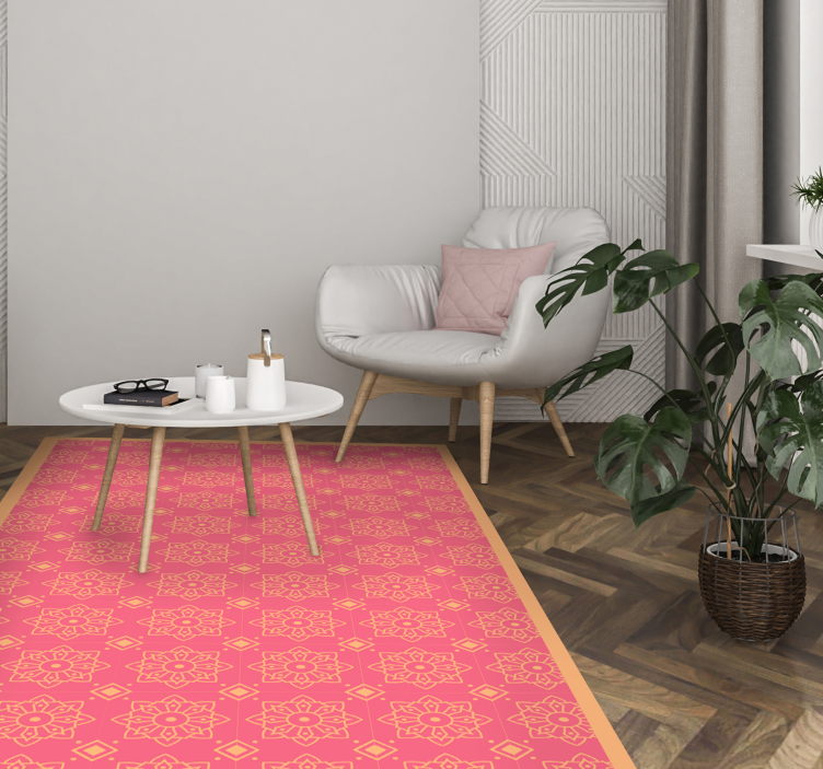 Tapis vinyle salon carreaux roses sophistiqués - TenStickers