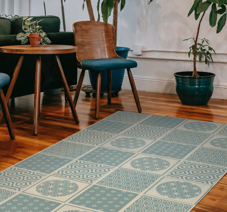 Tapis vinyle carreaux de ciment blocs à motifs géométriques - TenStickers