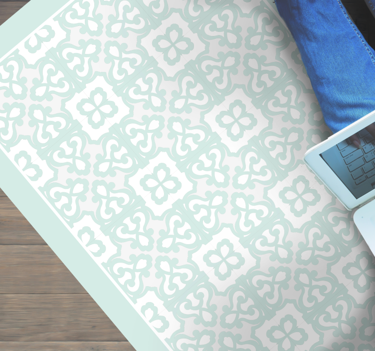 Tapis vinyle carreaux de ciment turquoise élégante - TenStickers