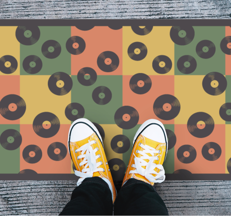 Tapis mosaique vinyle disques vinyles colorés - TenStickers